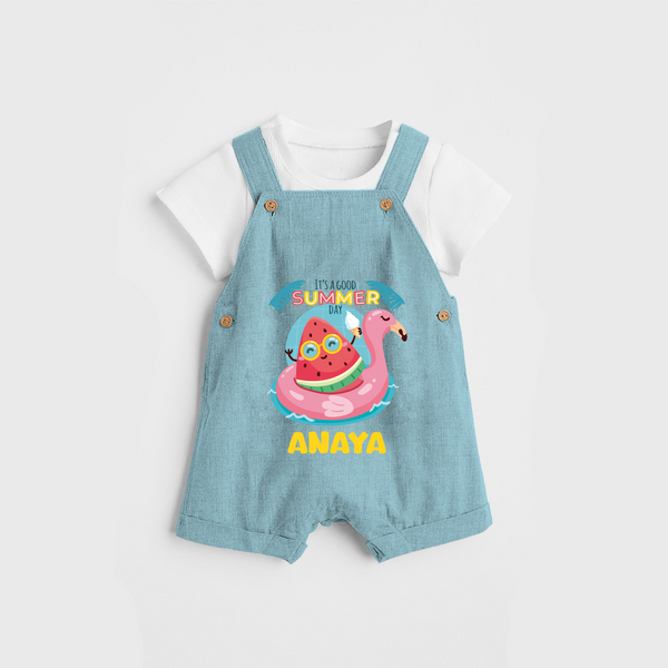 Unleash your inner adventurer with our "It's a Good Summer Day" Customized Kids Dungaree set - ARCTIC BLUE - 0 - 3 Months Old (Chest 17")