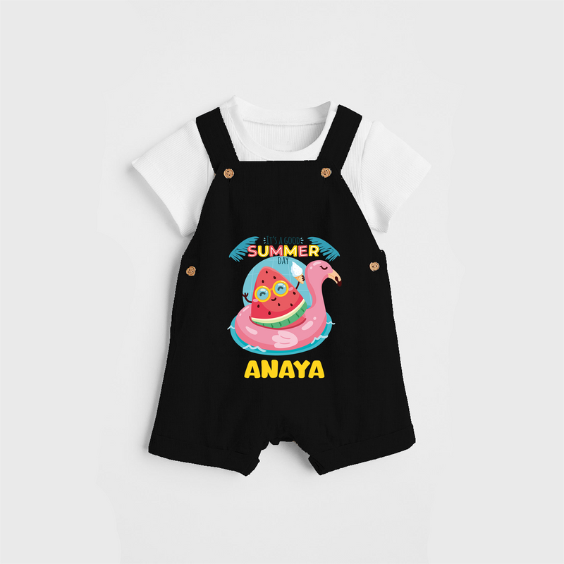 Unleash your inner adventurer with our "It's a Good Summer Day" Customized Kids Dungaree set - BLACK - 0 - 3 Months Old (Chest 17")