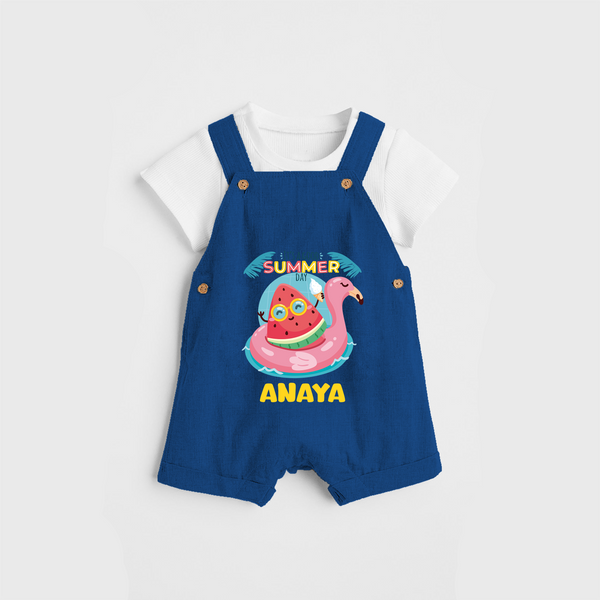 Unleash your inner adventurer with our "It's a Good Summer Day" Customized Kids Dungaree set - COBALT BLUE - 0 - 3 Months Old (Chest 17")
