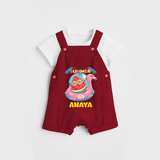 Unleash your inner adventurer with our "It's a Good Summer Day" Customized Kids Dungaree set - RED - 0 - 3 Months Old (Chest 17")