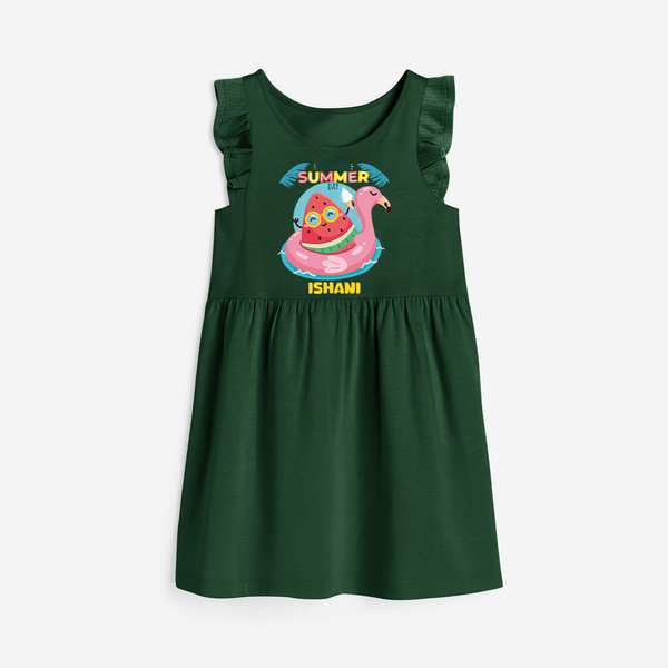 Unleash your inner adventurer with our "It's a Good Summer Day" Customized Frock - BOTTLE GREEN - 0 - 6 Months Old (Chest 18")