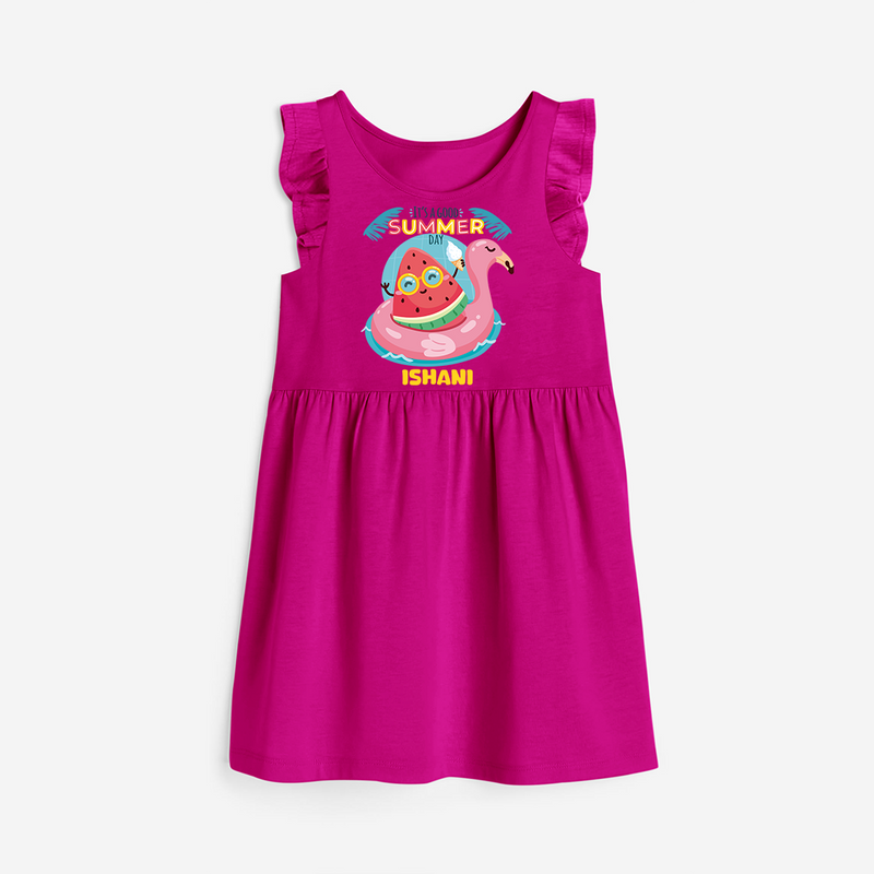 Unleash your inner adventurer with our "It's a Good Summer Day" Customized Frock - HOT PINK - 0 - 6 Months Old (Chest 18")