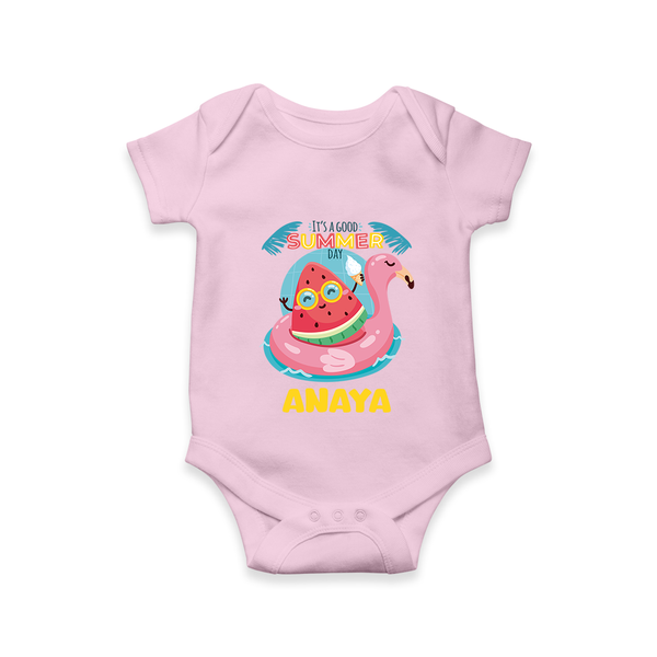 "Unleash your inner adventurer with our "It's a Good Summer Day" Customized Kids Romper" - BABY PINK - 0 - 3 Months Old (Chest 16")