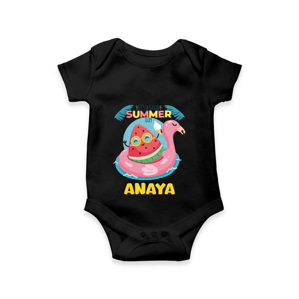 "Unleash your inner adventurer with our "It's a Good Summer Day" Customized Kids Romper" - BLACK - 0 - 3 Months Old (Chest 16")