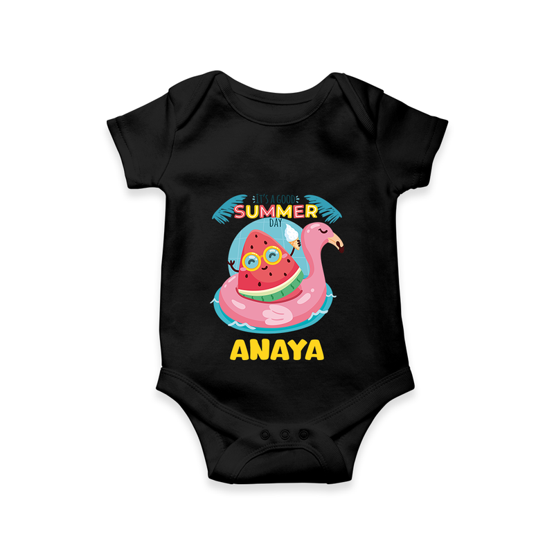 "Unleash your inner adventurer with our "It's a Good Summer Day" Customized Kids Romper" - BLACK - 0 - 3 Months Old (Chest 16")