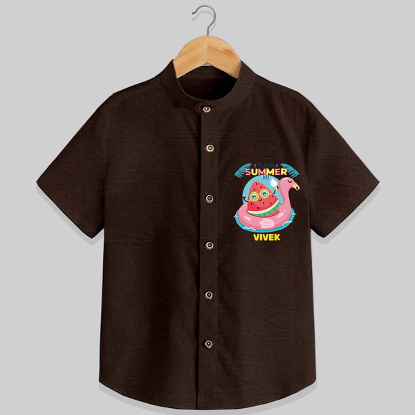 Unleash your inner adventurer with our "It's a Good Summer Day" Customized Kids Shirts - CHOCOLATE BROWN - 0 - 6 Months Old (Chest 21")