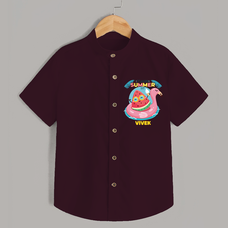 Unleash your inner adventurer with our "It's a Good Summer Day" Customized Kids Shirts - MAROON - 0 - 6 Months Old (Chest 21")