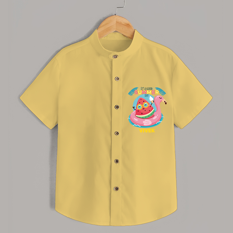 Unleash your inner adventurer with our "It's a Good Summer Day" Customized Kids Shirts - YELLOW - 0 - 6 Months Old (Chest 21")
