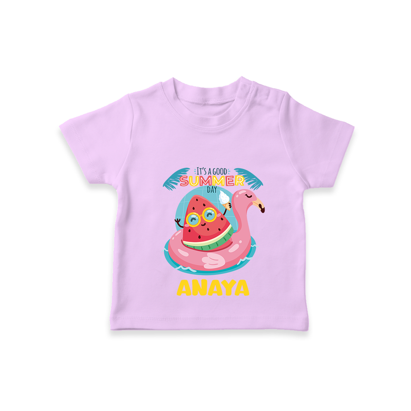 "Unleash your inner adventurer with our "It's a Good Summer Day" Customized Kids T-Shirt" - LILAC - 0 - 5 Months Old (Chest 17")