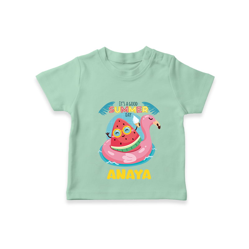 "Unleash your inner adventurer with our "It's a Good Summer Day" Customized Kids T-Shirt" - MINT GREEN - 0 - 5 Months Old (Chest 17")