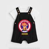 Little Captain America Dungaree Set | Personalized Dungaree Set for Baby Heroes - BLACK - 0 - 5 Months Old (Chest 18")