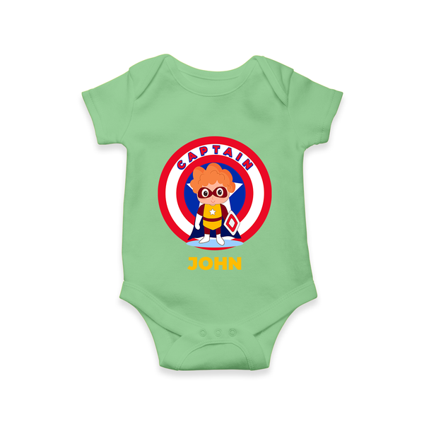 Little Captain America Romper | Personalized Romper for Baby Heroes - GREEN - New Born (Chest 14")