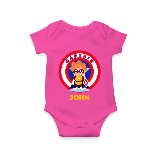 Little Captain America Romper | Personalized Romper for Baby Heroes - HOT PINK - New Born (Chest 14")