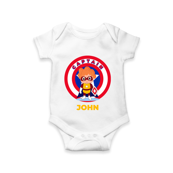 Little Captain America Romper | Personalized Romper for Baby Heroes - WHITE - New Born (Chest 14")