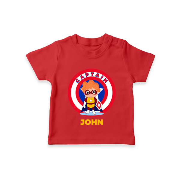 Little Captain America T-Shirt | Personalized T-Shirt for Baby Heroes - RED - 0-5 Months Old (Chest 17")