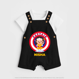 BabyÕs First Captain America Dungaree Set | Personalized Superhero Dungaree Set - BLACK - 0 - 5 Months Old (Chest 18")