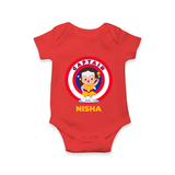 BabyÕs First Captain America Romper | Personalized Superhero Romper - RED - New Born (Chest 14")