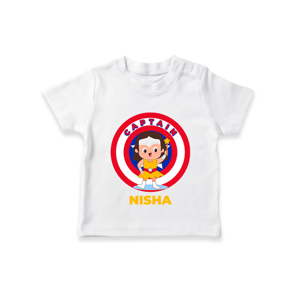 BabyÕs First Captain America T-Shirt | Personalized Superhero T-Shirt - WHITE - 0-5 Months Old (Chest 17")