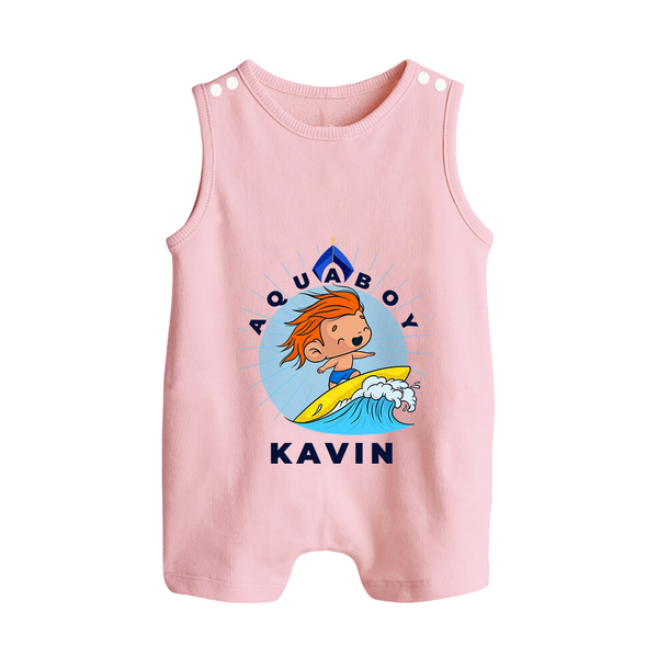Aquaboy in Training Romper Suit / Sleeveless Romper | Personalized Baby Romper Suit / Sleeveless Romper for Little Water Heroes - BABY PINK - 0 - 5 Months Old (Chest 18")