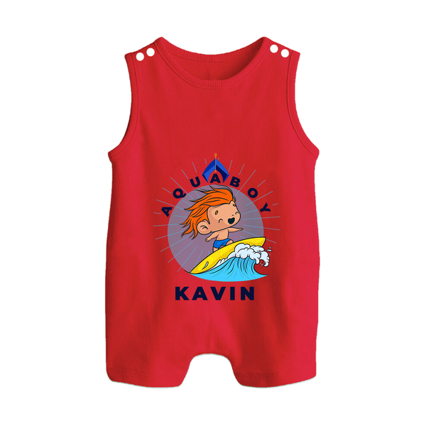 Aquaboy in Training Romper Suit / Sleeveless Romper | Personalized Baby Romper Suit / Sleeveless Romper for Little Water Heroes - RED - 0 - 5 Months Old (Chest 18")