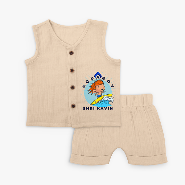 Aquaboy - Surfing Adventure Jabla Set For Babies - CREAM - 0 - 3 Months Old (Chest 9.8")