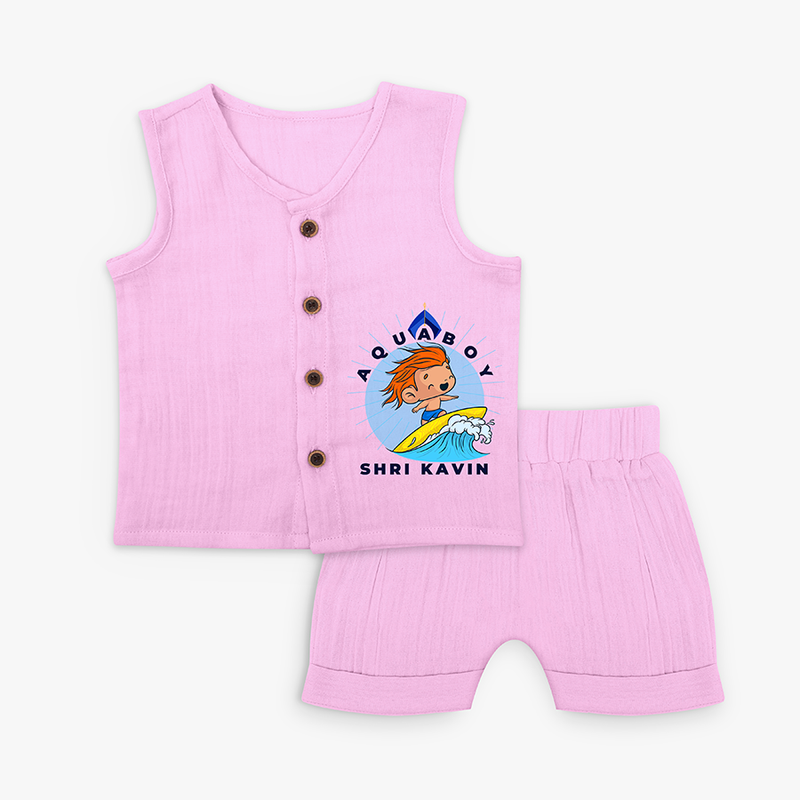 Aquaboy - Surfing Adventure Jabla Set For Babies - LAVENDER ROSE - 0 - 3 Months Old (Chest 9.8")