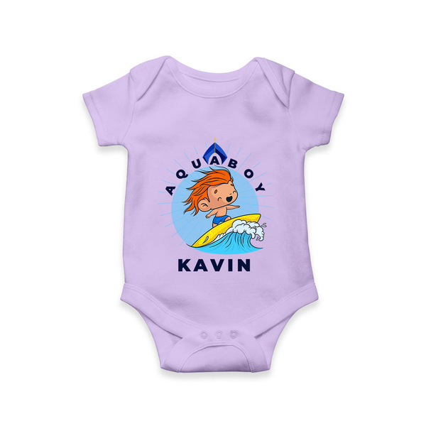 Aquaboy in Training Romper | Personalized Baby Romper for Little Water Heroes - LILAC - New Born (Chest 14")