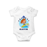 Aquaboy in Training Romper | Personalized Baby Romper for Little Water Heroes - WHITE - New Born (Chest 14")