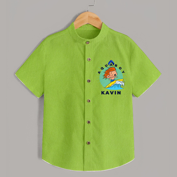 Aquaboy in Training Shirt | Personalized Baby Shirt for Little Water Heroes - LIME GREEN - 0 - 6 Months Old (Chest 23")