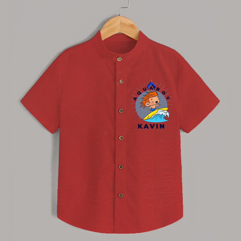 Aquaboy in Training Shirt | Personalized Baby Shirt for Little Water Heroes - RED - 0 - 6 Months Old (Chest 23")