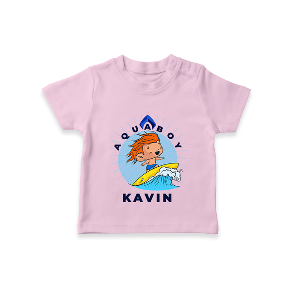 Aquaboy in Training T-Shirt | Personalized Baby T-Shirt for Little Water Heroes - BABY PINK - 0-5 Months Old (Chest 17")