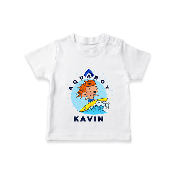 Aquaboy in Training T-Shirt | Personalized Baby T-Shirt for Little Water Heroes - WHITE - 0-5 Months Old (Chest 17")