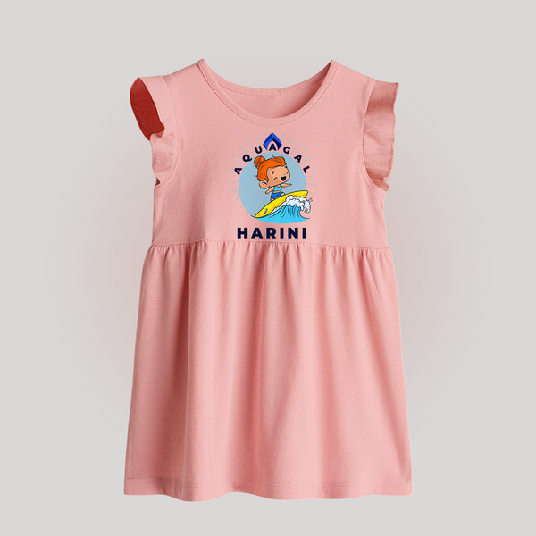 Aquagal in Training Baby Frock | Personalized Baby Baby Frock for Little Water Heroes - BABY PINK - 0 - 3 Months Old (Chest 17")