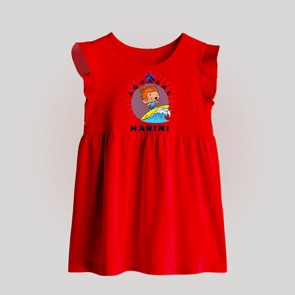 Aquagal in Training Baby Frock | Personalized Baby Baby Frock for Little Water Heroes - RED - 0 - 3 Months Old (Chest 17")