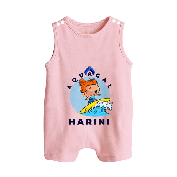 Aquagal in Training Romper Suit / Sleeveless Romper | Personalized Baby Romper Suit / Sleeveless Romper for Little Water Heroes - BABY PINK - 0 - 5 Months Old (Chest 18")