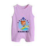 Aquagal in Training Romper Suit / Sleeveless Romper | Personalized Baby Romper Suit / Sleeveless Romper for Little Water Heroes - LILAC - 0 - 5 Months Old (Chest 18")