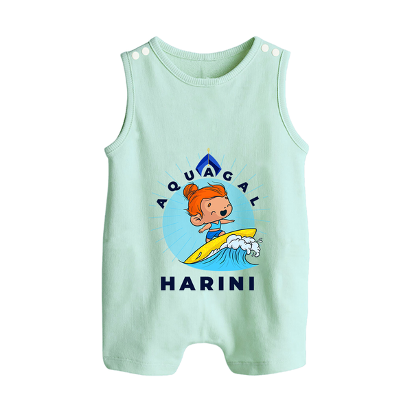 Aquagal in Training Romper Suit / Sleeveless Romper | Personalized Baby Romper Suit / Sleeveless Romper for Little Water Heroes - MINT GREEN - 0 - 5 Months Old (Chest 18")