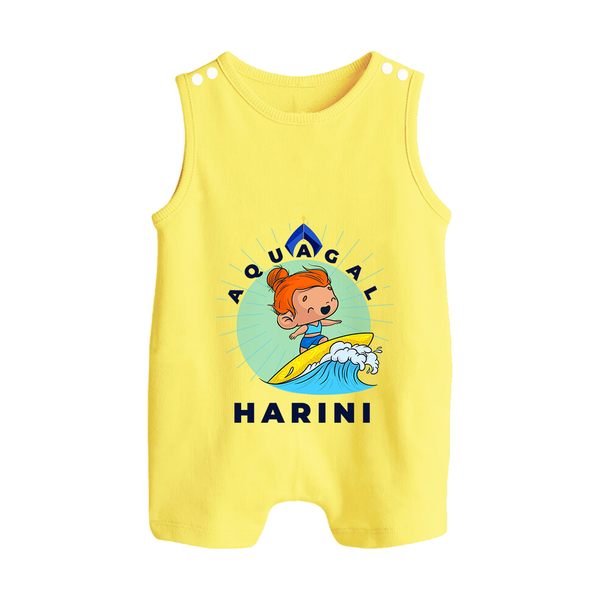Aquagal in Training Romper Suit / Sleeveless Romper | Personalized Baby Romper Suit / Sleeveless Romper for Little Water Heroes - PASTEL YELLOW - 0 - 5 Months Old (Chest 18")