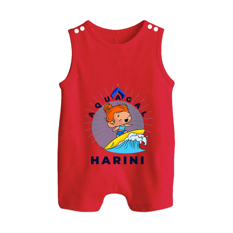 Aquagal in Training Romper Suit / Sleeveless Romper | Personalized Baby Romper Suit / Sleeveless Romper for Little Water Heroes - RED - 0 - 5 Months Old (Chest 18")