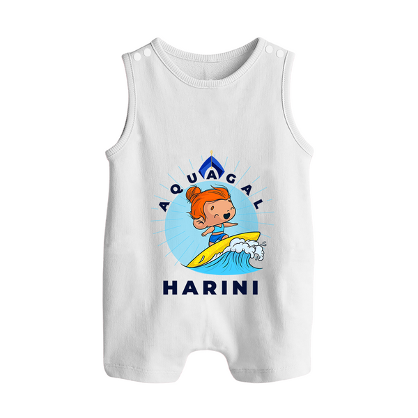 Aquagal in Training Romper Suit / Sleeveless Romper | Personalized Baby Romper Suit / Sleeveless Romper for Little Water Heroes - WHITE - 0 - 5 Months Old (Chest 18")