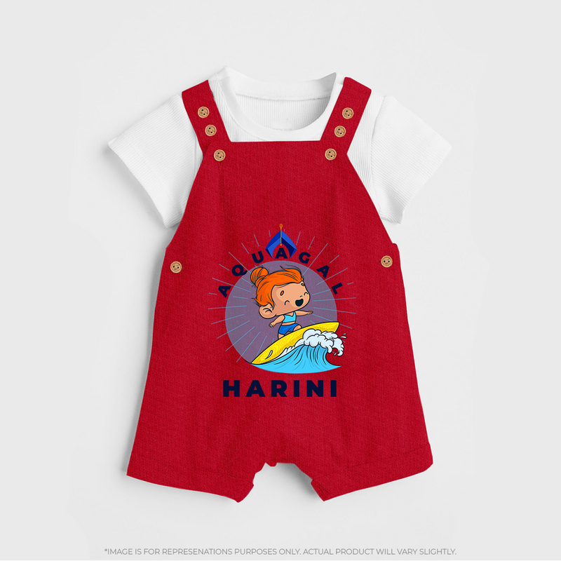 Aquagal in Training Dungaree Set | Personalized Baby Dungaree Set for Little Water Heroes - RED - 0 - 5 Months Old (Chest 18")