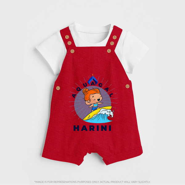 Aquagal in Training Dungaree Set | Personalized Baby Dungaree Set for Little Water Heroes - RED - 0 - 5 Months Old (Chest 18")