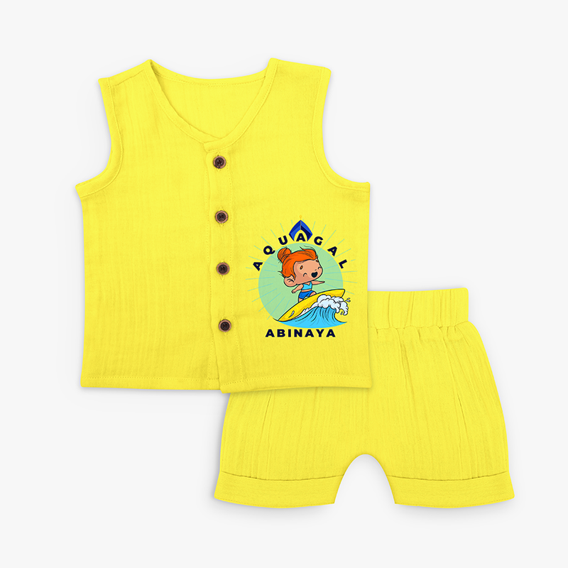 Aquagal - Surfing Adventure Jabla Set For Babies - YELLOW - 0 - 3 Months Old (Chest 9.8")