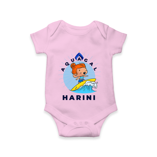 Aquagal in Training Romper | Personalized Baby Romper for Little Water Heroes - BABY PINK - New Born (Chest 14")