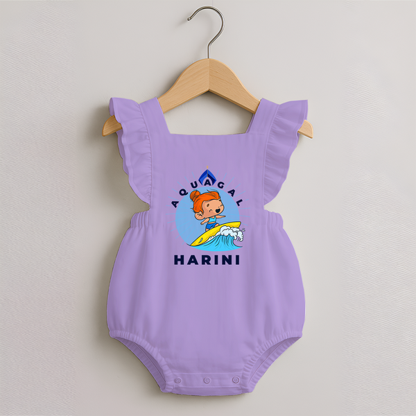 Aquagal in Training Romper Frock | Personalized Baby Romper Frock for Little Water Heroes - LILAC - 0 - 3 Months Old (Chest 19")