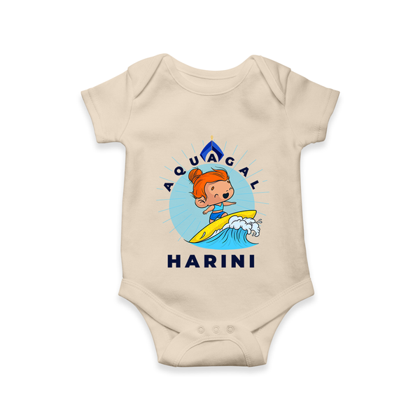 Aquagal in Training Romper | Personalized Baby Romper for Little Water Heroes - IVORY - New Born (Chest 14")