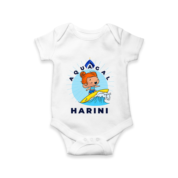 Aquagal in Training Romper | Personalized Baby Romper for Little Water Heroes - WHITE - New Born (Chest 14")
