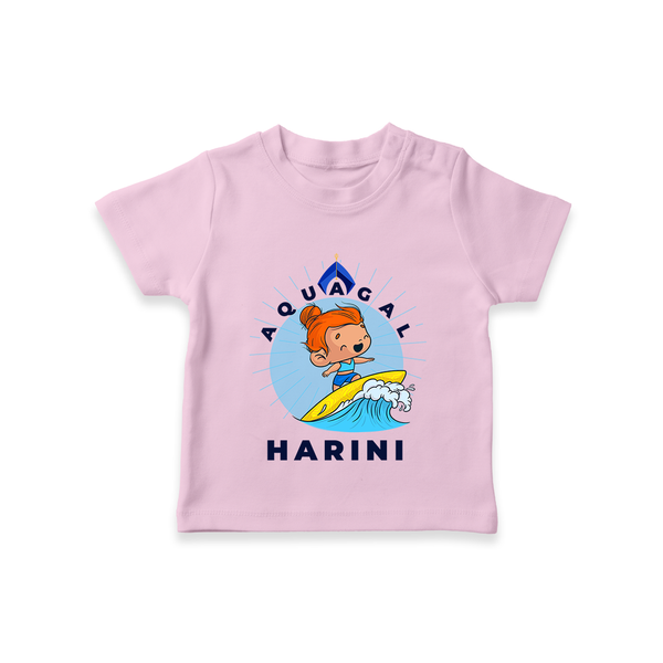 Aquagal in Training T-Shirt | Personalized Baby T-Shirt for Little Water Heroes - BABY PINK - 0-5 Months Old (Chest 17")
