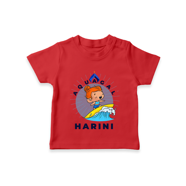 Aquagal in Training T-Shirt | Personalized Baby T-Shirt for Little Water Heroes - RED - 0-5 Months Old (Chest 17")