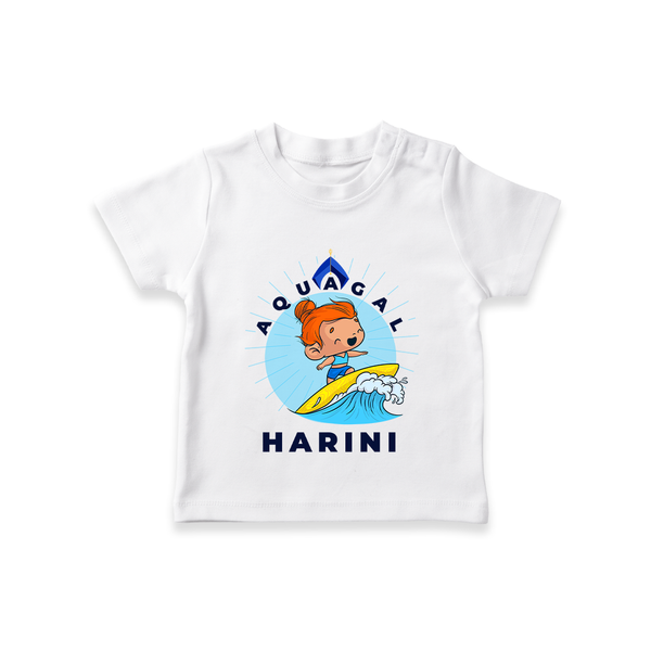Aquagal in Training T-Shirt | Personalized Baby T-Shirt for Little Water Heroes - WHITE - 0-5 Months Old (Chest 17")